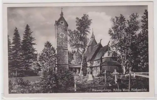 17482 Ak Riesengebirge Kirche Wang Rückansicht um 1940