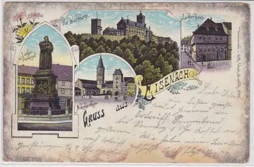 74560 Feldpost Ak Lithographie Gruß aus Eisenach 1914