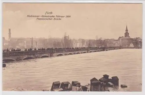 98130 Ak Fürth Hochwasser Katastrophe Februar 1909 Poppenreuther Brücke