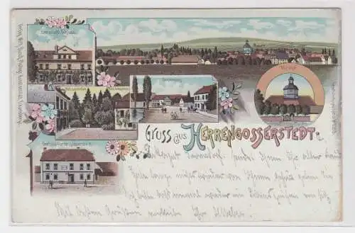 31994 Ak Lithographie Gruss aus Herrengosserstedt Gasthaus usw. 1900