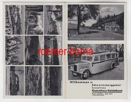 72201aufklappbare Werbekarte Schwartenberggebiet Kammhaus Heidelbach  um 1920