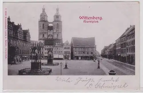 35478 Ak Wittenberg Marktplatz mit Geschäften 1904