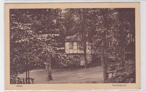15090 AK Gera - Martinsgrund, Haus im Wald mit Vorplatz 1930