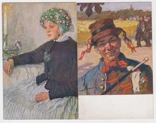 89641/2 Ak Trachtenbilder aus der Oberlausitz wendische Trachten um 1920