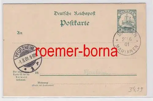 74254 seltene Ganzsachen Antwortkarte Mariannen Saipan 22.6.1901