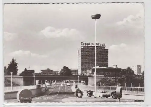 91884 AK Elmshorn - Ost-Weststraße, Straßenansicht mit Teppich-Kibek 1958