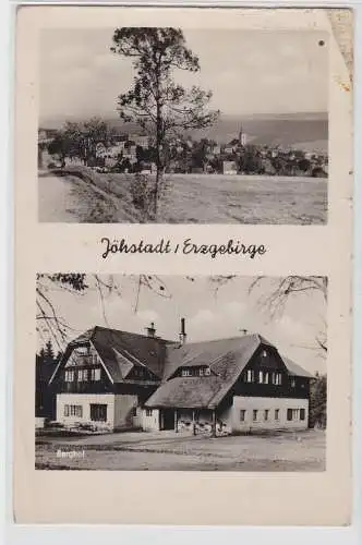 93632 AK Jöhstadt (Erzgebirge) - Berghof und Gesamtansicht mit Kirche 1958
