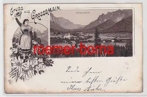 74779 Ak Lithographie Gruß aus Grossgmain Panorama 1898