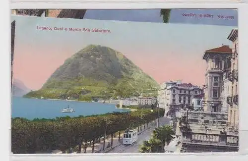 87611 Fehldruck AK Lugano - Quai e Monte San Salvatore um 1920