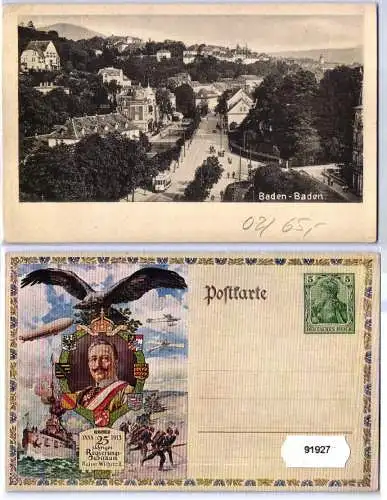 91927 DR Ganzsachen Postkarte PP27/C239/02 Baden-Baden 1913