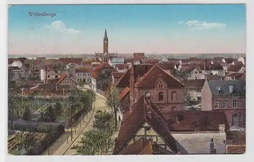 93418 AK Wittenberge - Straßenansicht von oben mit Kirche 1927