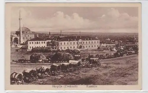 93479 AK Skoplje (Ueskueb) Nordmazedonien - Kaserne mit Kutschen und Synagoge