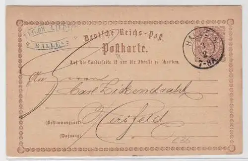 97346 DR Ganzsachen Postkarte Plattenfehler P1C3b Halle nach Hersfeld 1874