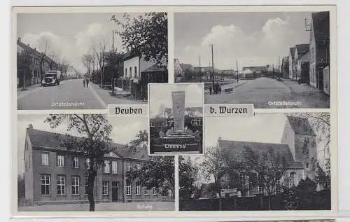 76440 Mehrbild Ak Deuben bei Wurzen Schule, Ortsteilansicht um 1940
