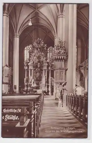 91009 AK Schneeberg im Erzgebirge - Inneres der St. Wolfgangskirche um 1930