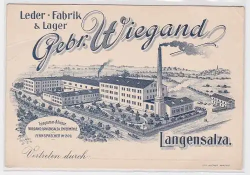 89922 Reklame AK Leder-Fabrik & Lager Gebr. Wiegand Langensalza um 1910