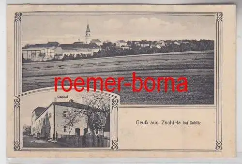 77476 Mehrbild Ak Gruß aus Zschirla bei Colditz Totalansicht und Gasthof 1917