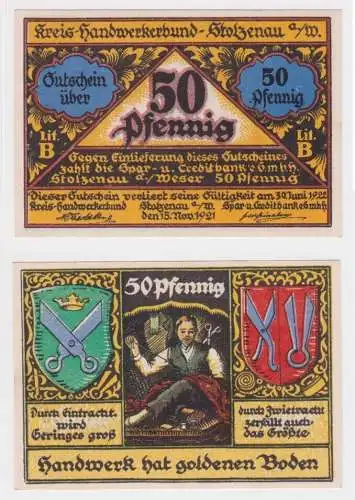 50 Pfennig Banknote Notgeld Kreis Handwerkerbund Stolzenau 1921 (148389)