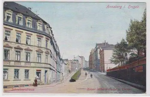 95552 Ak Annaberg im Erzgebirge Schreibnerstraße Materialwarenladen um 1910