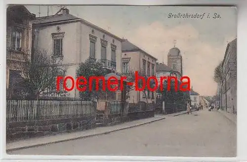 76499 Ak Großröhrsdorf in Sachsen Strassenansicht um 1915