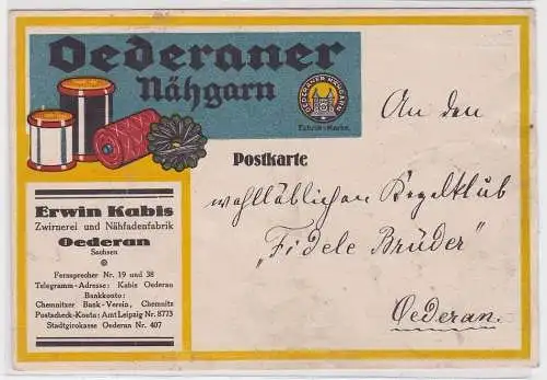 89670 Reklame AK Oederander Nähgarn Fabrikmarke 1921