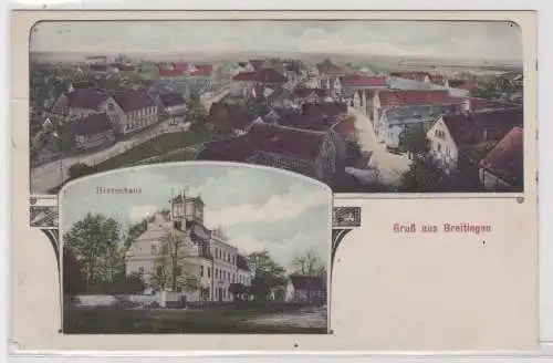 94864 Mehrbild Ak Gruß aus Breitingen Totalansicht, Herrenhaus usw. 1914