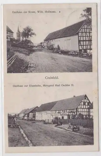 90557 Mehrbild Ak Crainfeld Gasthaus zur Krone und zur Eisenbahn 1907