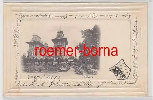77860 geprägte Ak Nürnberg Stadtpark 1903