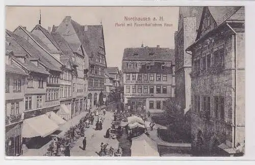 80521 Nordhausen am Harz - Markt mit Rosenthal'schem Haus 1915