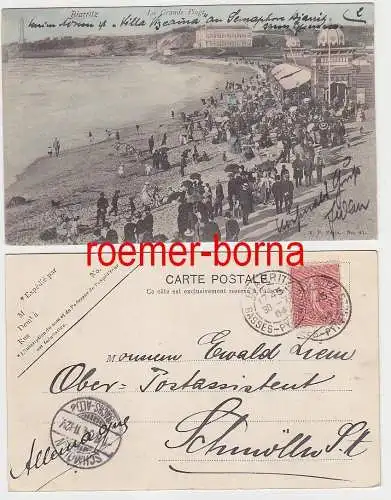 75382 Ak Biarritz la grande Plage 1904