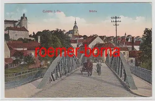 74544 Ak Colditz in Sachsen Brücke mit Pferdefuhrwerk 1930