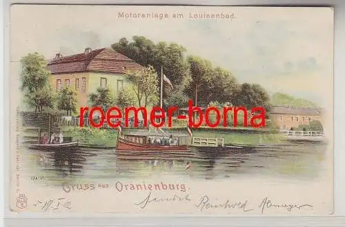 75603 Ak Lithografie Gruss aus Oranienburg Motoranlage am Louisenbad 1902