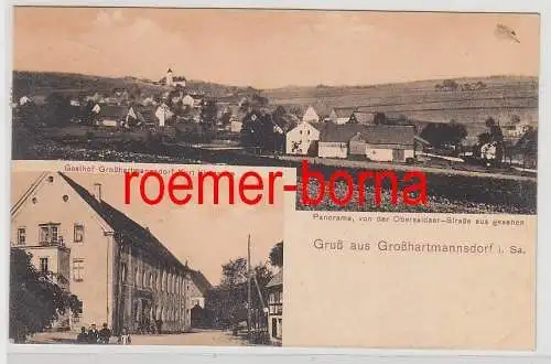 75120 Mehrbild Ak Gruß aus Großhartmannsdorf Gasthof, Panorama 1909