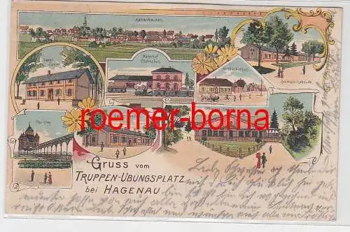 15438 Ak Lithographie Gruß vom Truppenübungsplatz bei Hagenau 1905