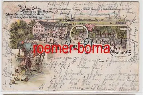 75177 Ak Lithografie Gruss aus dem Johannisgarten Chemnitz Zschopauerstr. 1901