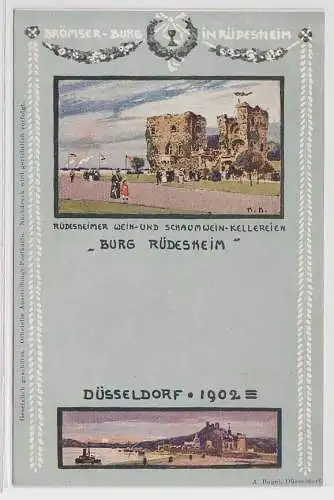 98628 Künstler Ak Düsseldorf Ausstellung 1902 Burg Rüdesheim