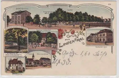 64048 Mehrbild Ak Gruß aus Lindenthal Gasthof, Schule usw. 1909