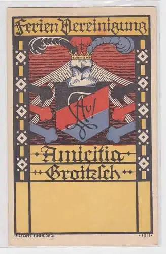 81247 Studentika Ak Ferien Vereinigung Amicitia Groitzsch 1911
