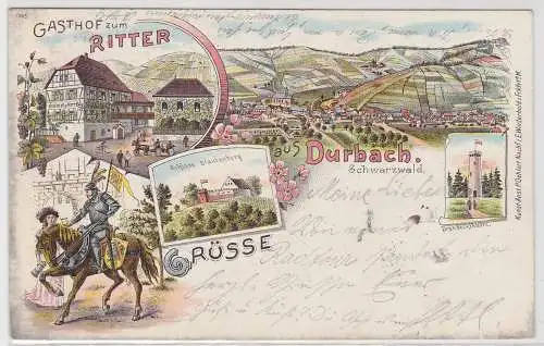 83910 Lithographie Ak Grüsse aus Durbach Schwarzwald - Gasthof zum Ritter 1899