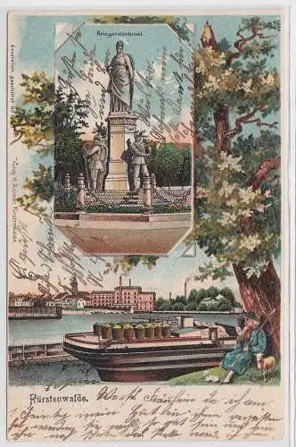 83365 Präge Ak Fürstenwalde - Kriegerdenkmal, Am Hafen - 1906