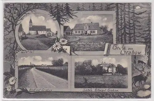 98583 Mehrbild Ak Gruß aus Grabow, Gasthof, Schloss, Totalansicht, um 1920
