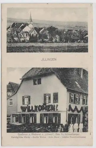 05521 Ak Illingen, Gasthaus u. Bäckerei z. "Löwen" Bes. Fr. Schassberger um 1920