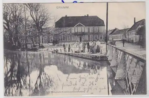 83350 AK Gramm (Gram Haderslev Kommune) - Teichpartie mit Brücke 1906