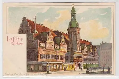 93301 Künstler Ak Leipzig - Partie am Rathaus mit Markt um 1900