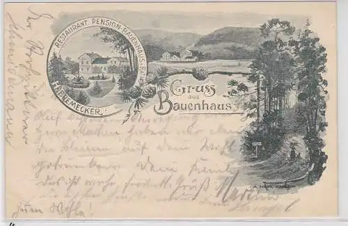 67920 Ak Gruß aus Bauenhaus b. Rath, Restaurant, Pension, Bes: H. Bremecker 1899