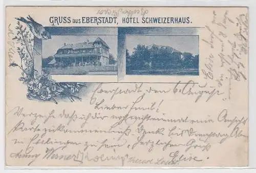 27059 Ak Gruß aus Eberstadt, Hotel Schweizerhaus, Gebäudeansicht, 1899