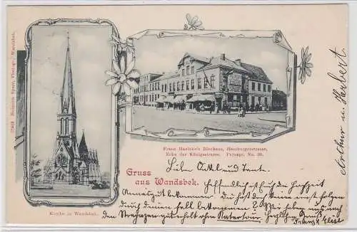 90945 AK Gruss aus Wandsbek - Franz Haalcke's Bierhaus Hamburgerstrasse 1902