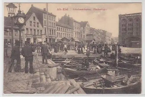 97296 AK Alt-Kiel - Schuhmachertor, Fischerleger, Markt Anlegestelle um 1910