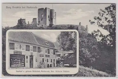 07432 AK Gasthaus zum grünen Röckchen Harkerode, Bes. Wilhelm Nüßlein 1918