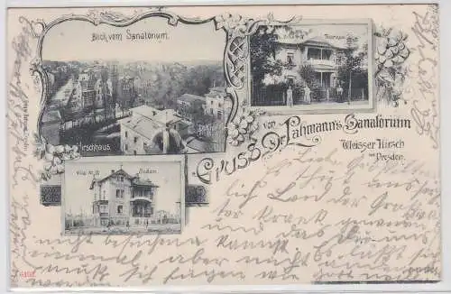 93571 AK Gruss von Dr. Lahmann's Sanatorium Weisser Hirsch bei Dresden 1901